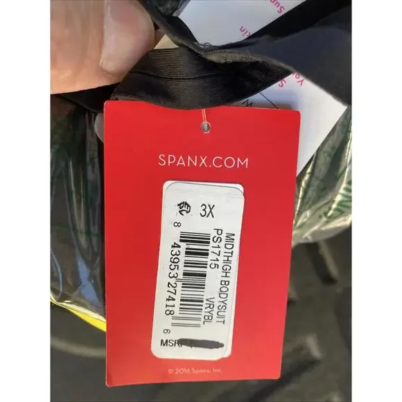 SPANX PS1715 Women's Sz 3X Very Black Oncore Mid-Thigh Bodysuit $98 MSRP RARE - Picture 2 of 3
